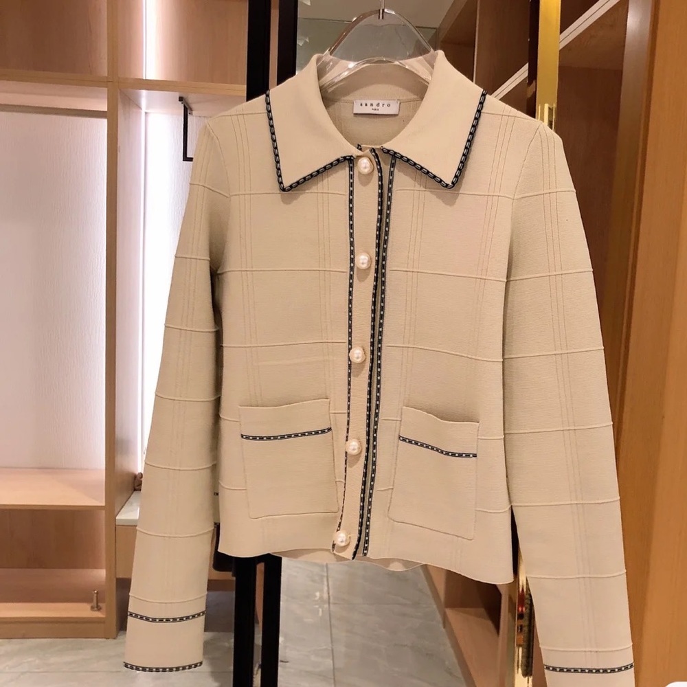 Sandro Embroidered knit coatigan
